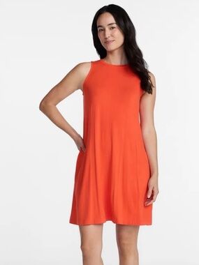Time and Tru Coral Sleeveless Swing Dress Casual Crew Neck - Size Medium